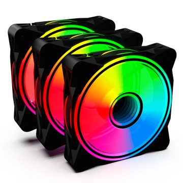 KIT FAN GAMER ONE POWER RADIANT X3 COM 3 FANS RGB PRETO