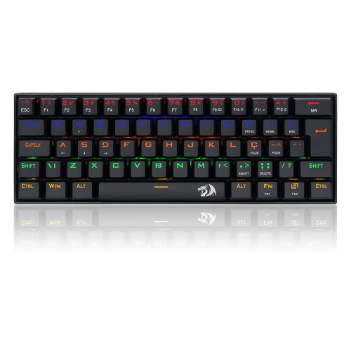 TECLADO GAMER MECANICO LAKSHMI RAINBOW PRETO SWITCH MARROM ABNT2